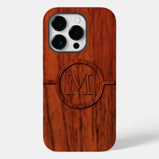 Monogram Mahogany Wood Print Case-Mate iPhone Case (Achterkant)
