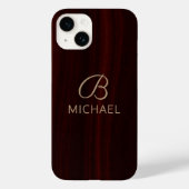 Monogram Mahogany Wood Timber Gepersonaliseerde na Case-Mate iPhone Case (Achterkant)