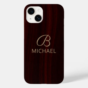 Monogram Mahogany Wood Timber Gepersonaliseerde na Case-Mate iPhone 14 Hoesje