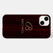 Monogram Mahogany Wood Timber Gepersonaliseerde na Case-Mate iPhone Case (Achterkant (horizontaal))