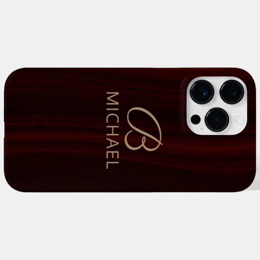 Monogram Mahogany Wood Timber Gepersonaliseerde na Case-Mate iPhone Case (Achterkant (horizontaal))