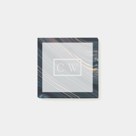 Monogram | Mahoniehout Goldsheen Obsidiaan Post-it® Notes (Voorkant)