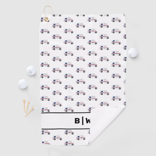 Monogram Mail Carrier Postal Truck Golfhanddoek (Insitu)
