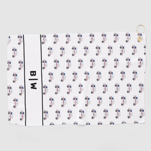 Monogram Mail Carrier Postal Truck Golfhanddoek (Horizontaal)