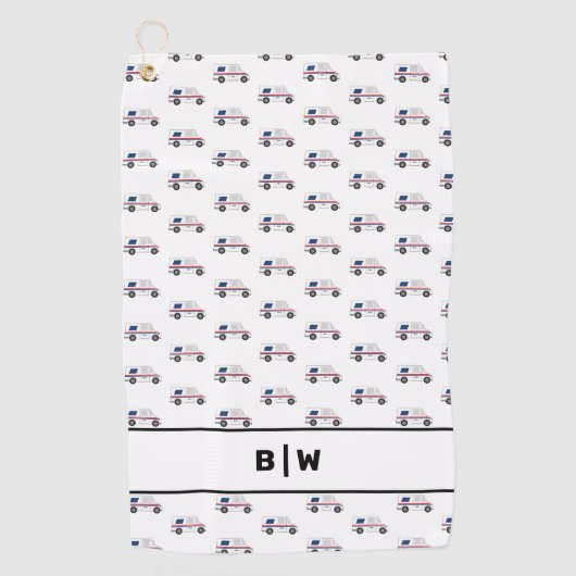 Monogram Mail Carrier Postal Truck Golfhanddoek (Voorkant)