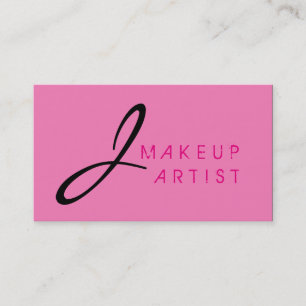 Monogram make-up artiest roze achtergrond visitekaartje