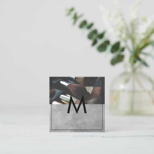 Monogram | Make-upkwasten Vierkante Visitekaartje (Staand voorkant)