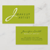 Monogram Makeup Artiest Acid Green Background Visitekaartje (Voorkant / Achterkant)