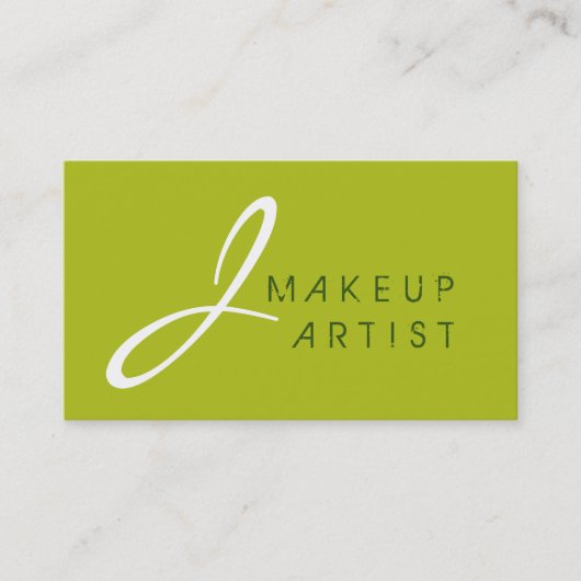 Monogram Makeup Artiest Acid Green Background Visitekaartje (Voorkant)