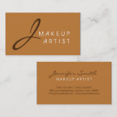 Monogram Makeup Artist Bronze Achtergrond Visitekaartje (Voorkant / Achterkant)