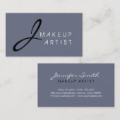 Monogram Makeup Artist Gray Achtergrond Visitekaartje (Voorkant / Achterkant)