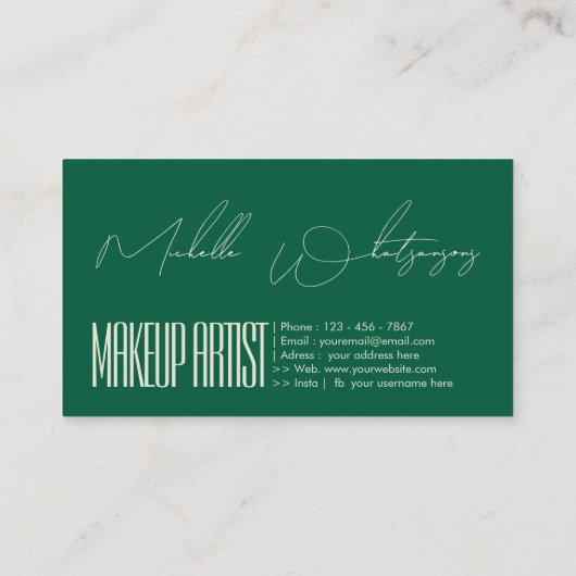 Monogram Makeup Artist modern script Visitekaartje (Achterkant)