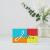 Monogram Makeup kunstenaar Modern Retro kleuren #4 Visitekaartje (Staand voorkant)