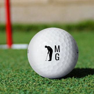 Monogram Man Golfen Silhouet Aangepaste Initialen Golfballen