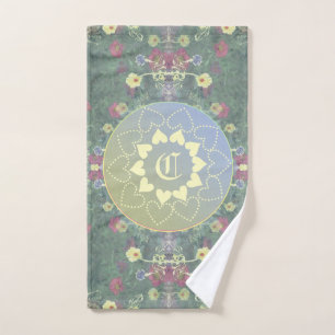 Monogram Mandala en Wildflower Bad Handdoek