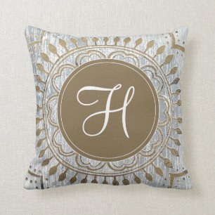 Monogram   Mandala Gold Design Kussen