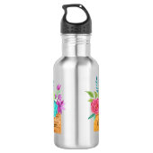 Monogram mandje bloemen Waterverf Waterfles (Achterkant)