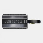 Monogram mannelijk Metallic Zilver Grijs & Zwart Bagagelabel (Achterkant horizontaal)