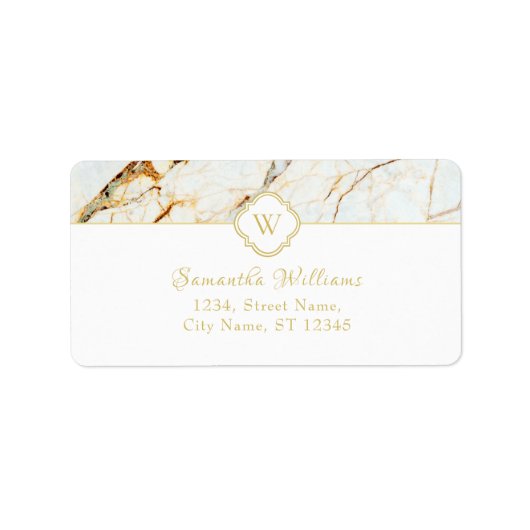 Monogram Marble Elegant Classy Address Label (Voorkant)