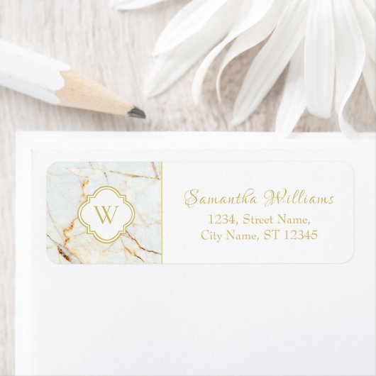 Monogram Marble Elegant Return Address Labels (Insitu)