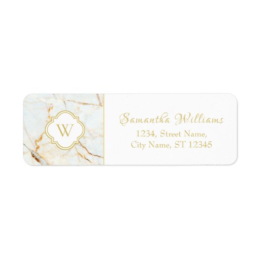 Monogram Marble Elegant Return Address Labels (Voorkant)