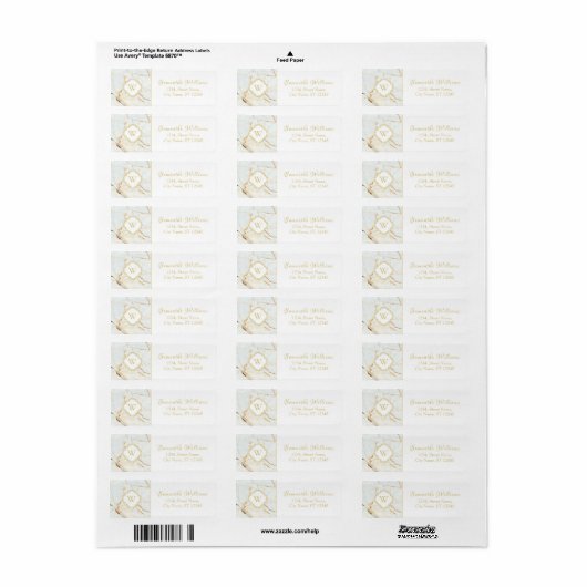 Monogram Marble Elegant Return Address Labels (Full Sheet)