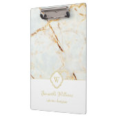 Monogram Marble Elegant White Gold Cliboard Klembord (Links)
