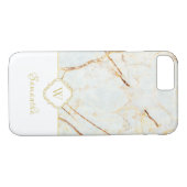 Monogram Marble Elegant White Gold iPhone 8/7 Hoes (Achterkant (Horizontaal))