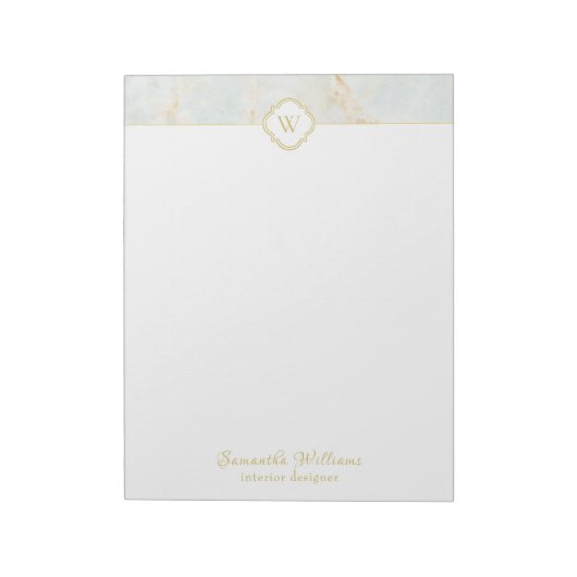 Monogram Marble Elegant White Gold Letter Notitieb Notitieblok (Linkerzijde)