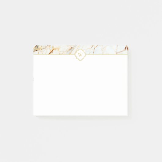 Monogram Marble Elegant White Gold Notes (Voorkant)