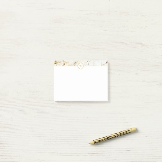 Monogram Marble Elegant White Gold Notes (Op bureau)