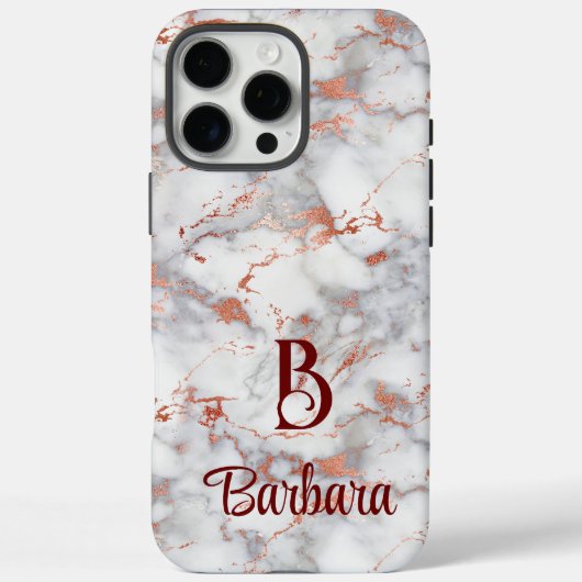 Monogram Marble Rose Gold Case-Mate iPhone Case (Achterkant)