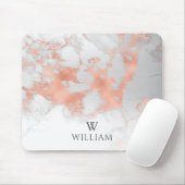 Monogram Marble White Rose Gold Elegant Modern Muismat (Met muis)
