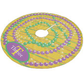 Monogram Mardi Gras Beads Fleece Kerstboom Rok (Gekanteld)