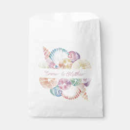 Monogram Marien Waterverf Zee Schelpen Trouwlogo Bedankzakje