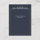 Monogram Marine Blauw Bloemen Border Wedding Detai Informatiekaartje (Achterkant)