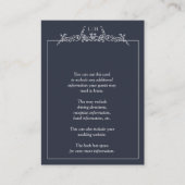 Monogram Marine Blauw Bloemen Border Wedding Detai Informatiekaartje (Voorkant)
