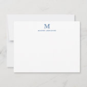 Monogram Marine Blauw Eenvoudige Klassieke Formele Notitiekaartje (Voorkant)