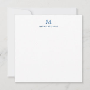 Monogram Marine Blauw Eenvoudige Moderne Typografi Notitiekaartje