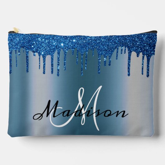 Monogram Marine blauw Glitter Look Drips Girly Etui (Voorkant)
