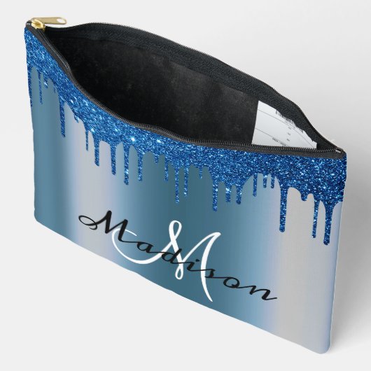 Monogram Marine blauw Glitter Look Drips Girly Etui (Open)