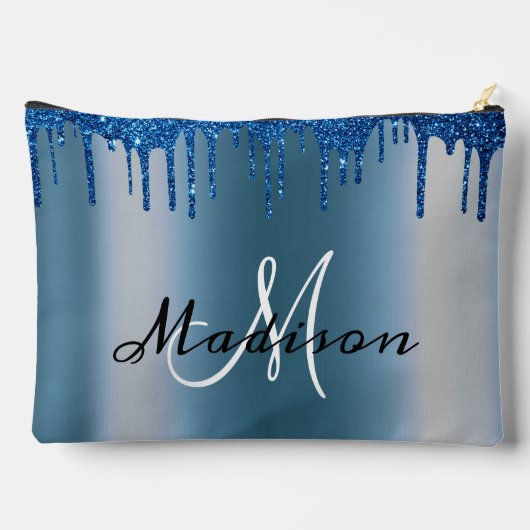 Monogram Marine blauw Glitter Look Drips Girly Etui (Achterkant)