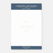 Monogram Marine Blauw Modern Elegant Business Post-it® Notes (Voorkant)