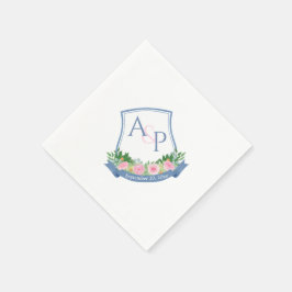 Monogram Marine Blauw Rozen Trouwkam Servet