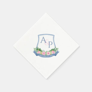 Monogram Marine Blauw Rozen Trouwkam Servet