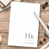 Monogram Marine Blauw Wit Eenvoudig Modern Minimaa Post-it® Notes
