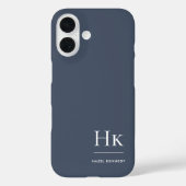 Monogram Marine Blauw Wit Professioneel Elegant Case-Mate iPhone Case (Achterkant)