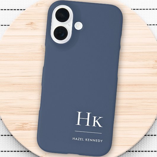 Monogram Marine Blauw Wit Professioneel Elegant Case-Mate iPhone Case