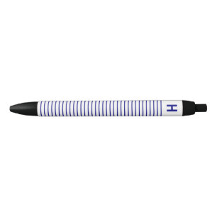 Monogram Marine Blauw Witte Strepen Schrijven Zwarte Inkt Pen
