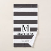 Monogram Marine Blauwe Strepen Familie Strand Huis Bad Handdoek (Handdoek)